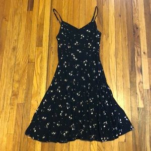 Black spaghetti strap dress with pink flowers